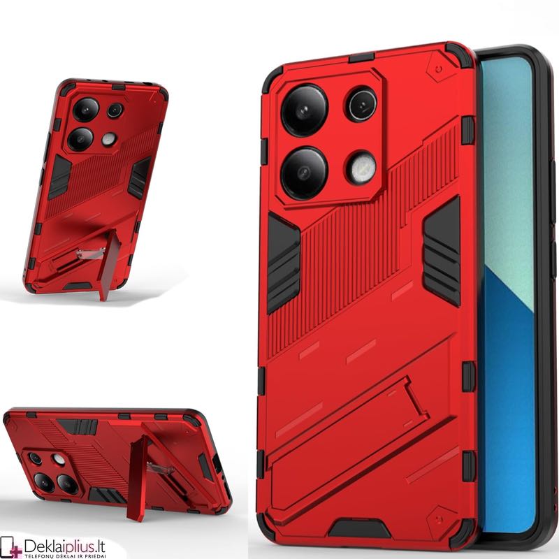 Smūgiams atsparus dėklas su kojele -raudonas (Xiaomi Redmi Note 13 Pro 5G/Poco X6 5G) Smūgiams atsparus dėklas su kojele -raudonas (Xiaomi Redmi Note 13 Pro 5G/Poco X6 5G)